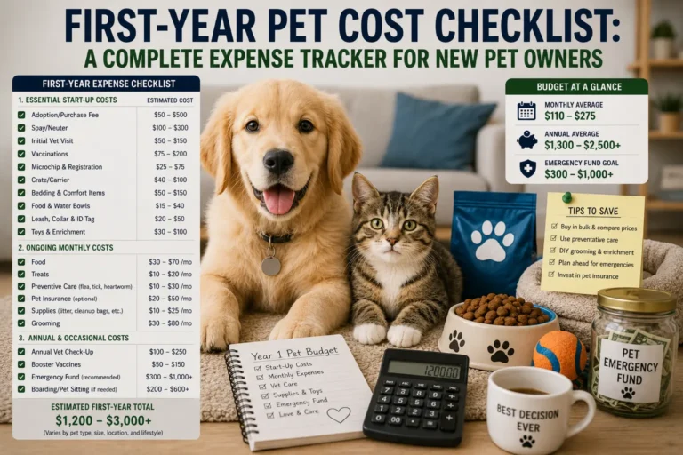 First-Year Pet Cost Checklist: A Complete Expense Tracker for New Pet Owners
