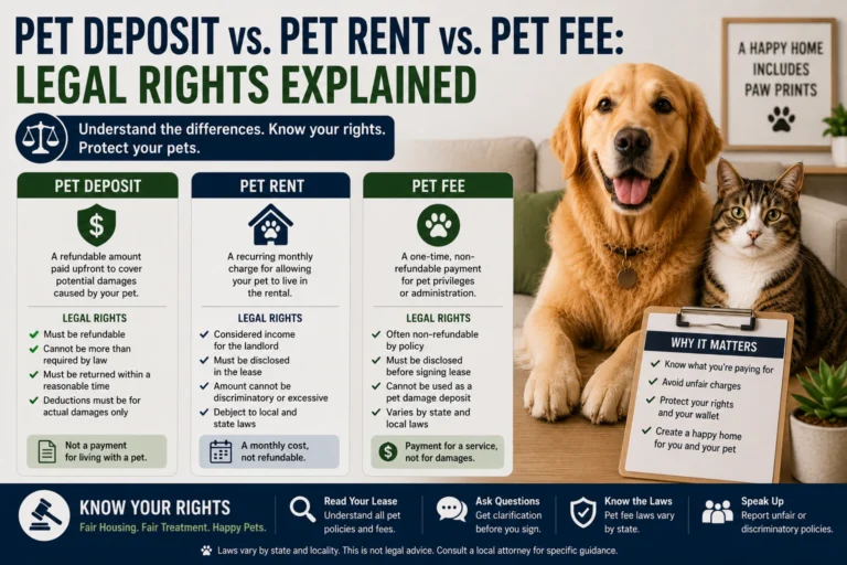 Pet Deposit vs. Pet Rent vs. Pet Fee: Legal Rights Explained Pet Deposit vs. Pet Rent vs. Pet Fee: Legal Rights Explained